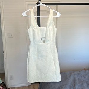 White mini dress, lace details, very thick material, well made